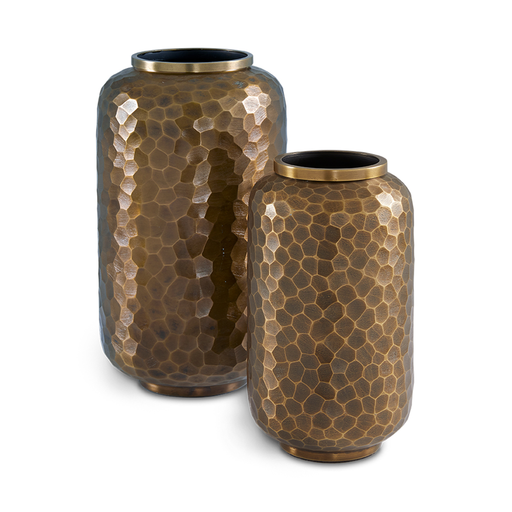 Ethen Aluminum Flower Vases: Antique Brass (Set of 2)